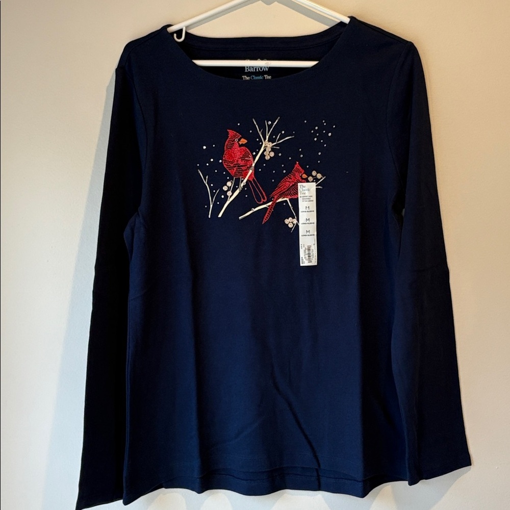 Croft & Barrow Holiday Cardinal Long Sleeve Tee Shirt - Picture 4 of 10